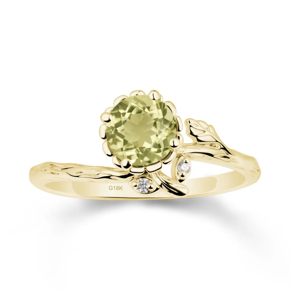 Floral Lemon Quartz Ring with Leaf - Image 7
