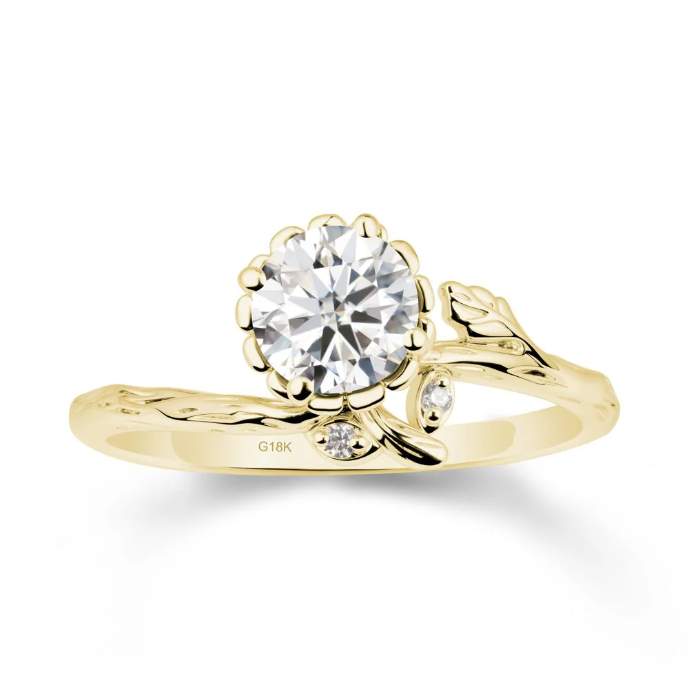 Floral Moissanite Ring with Leaf - Image 6