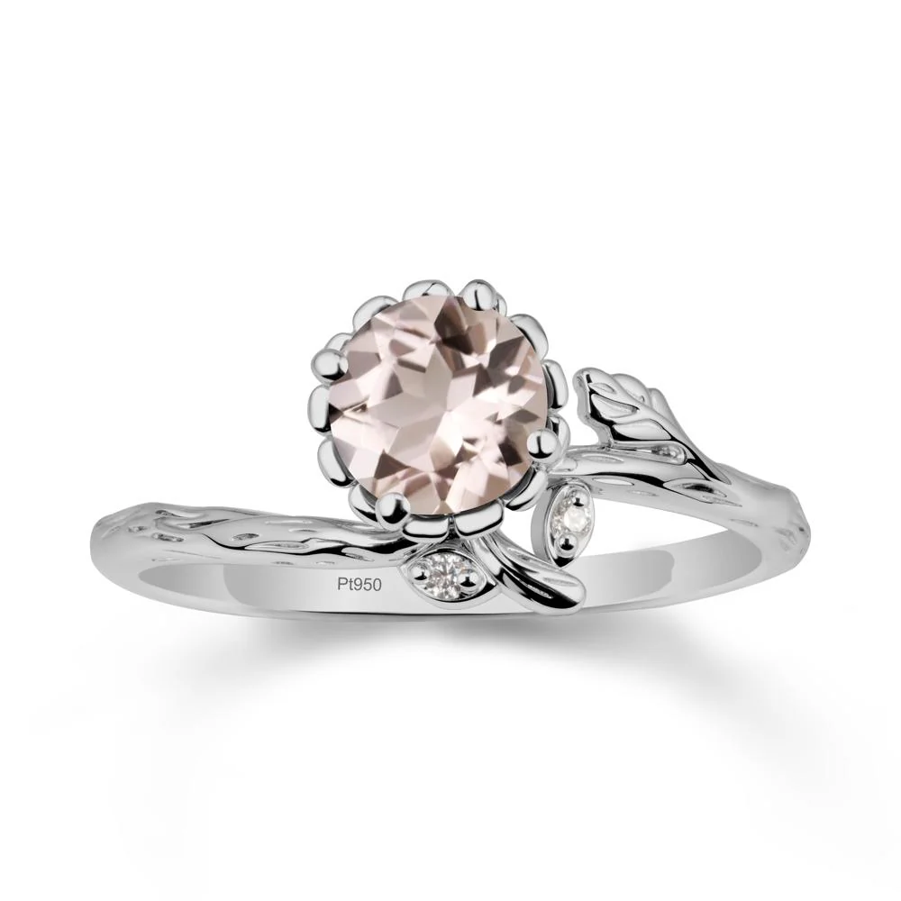 Floral Morganite Ring with Leaf - Image 8