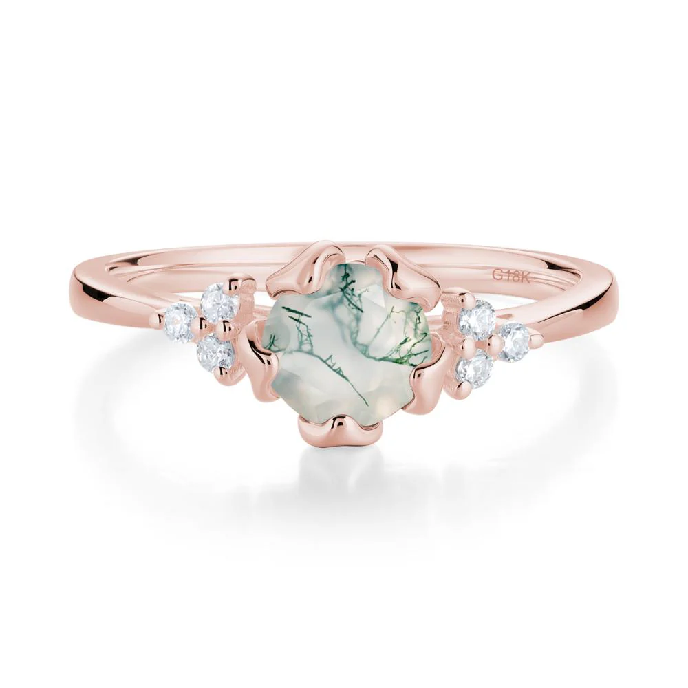 Floral Moss Agate Cluster Ring - Image 4
