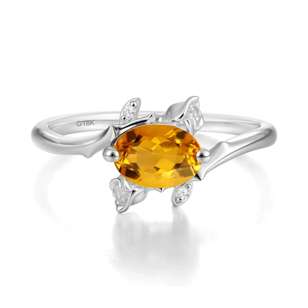 Floral Oval Cut Citrine Engagement Ring - Image 5