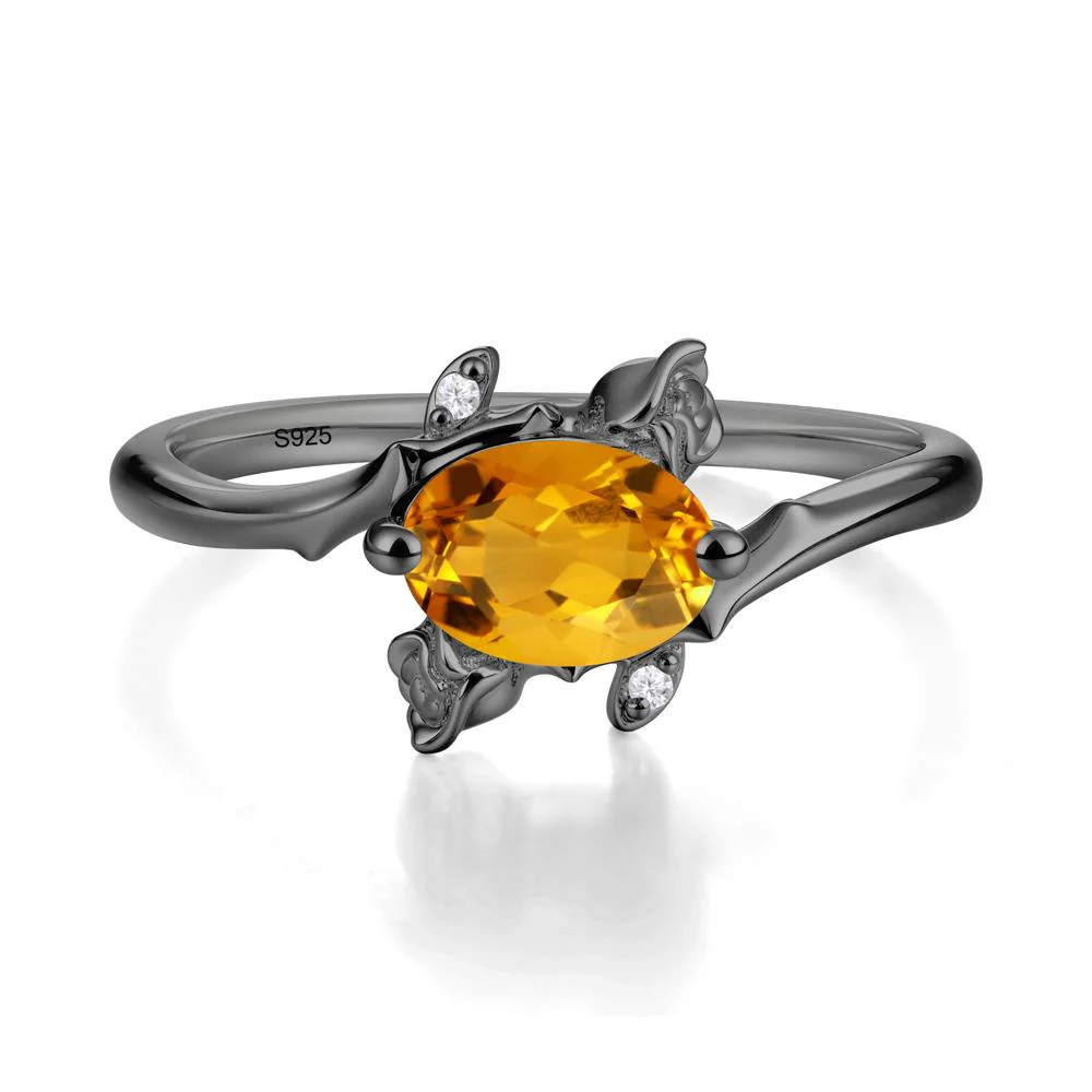 Floral Oval Cut Citrine Engagement Ring - Image 7