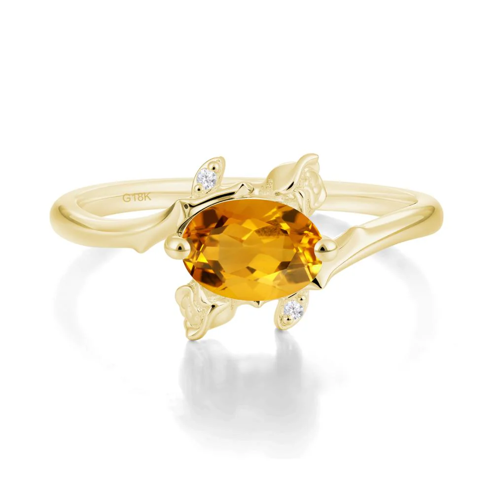 Floral Oval Cut Citrine Engagement Ring - Image 8