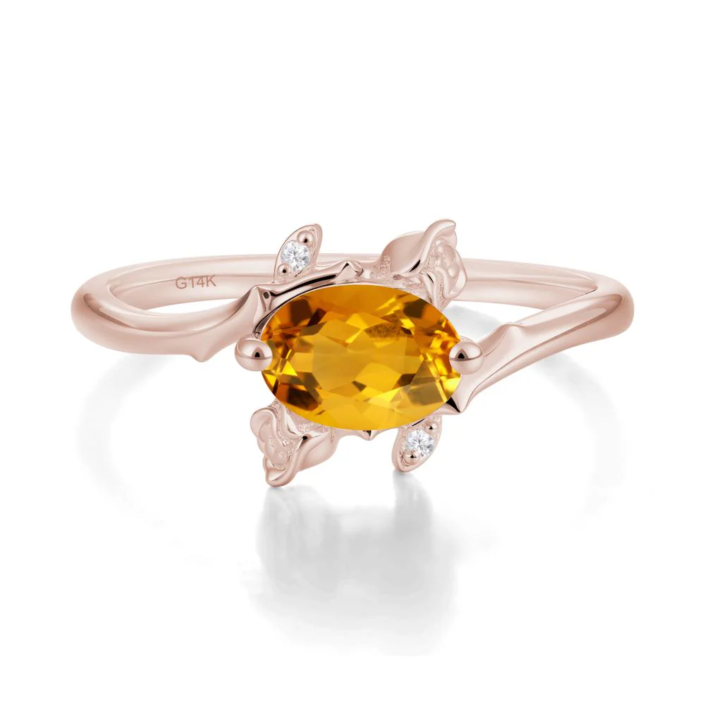 Floral Oval Cut Citrine Engagement Ring - Image 9