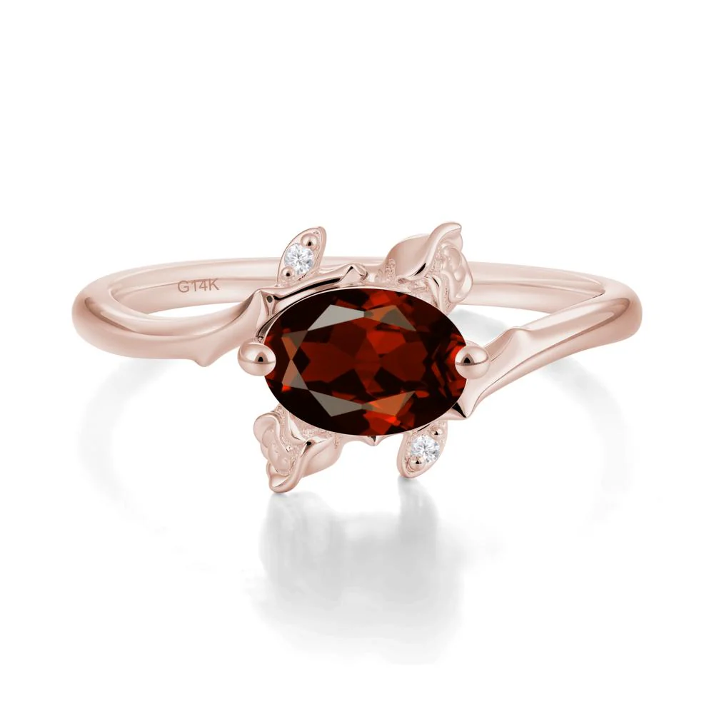 Floral Oval Cut Garnet Engagement Ring - Image 2