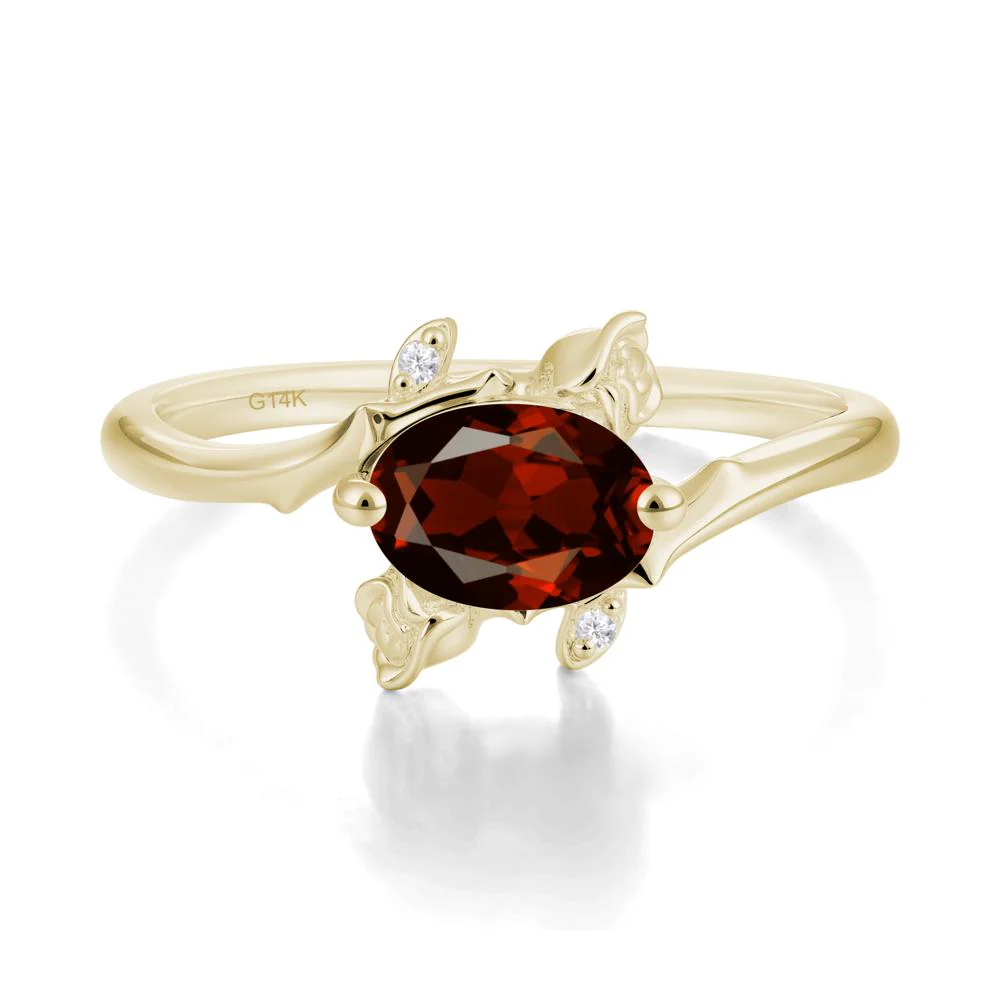 Floral Oval Cut Garnet Engagement Ring - Image 8