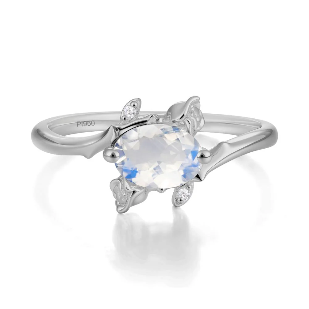 Floral Oval Cut Moonstone Engagement Ring - Image 3