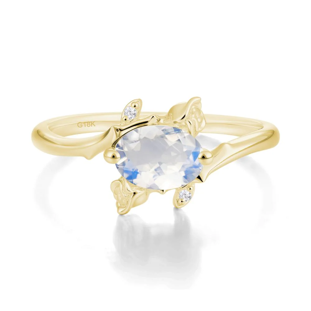 Floral Oval Cut Moonstone Engagement Ring - Image 4