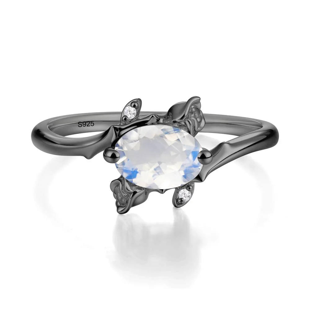 Floral Oval Cut Moonstone Engagement Ring - Image 5