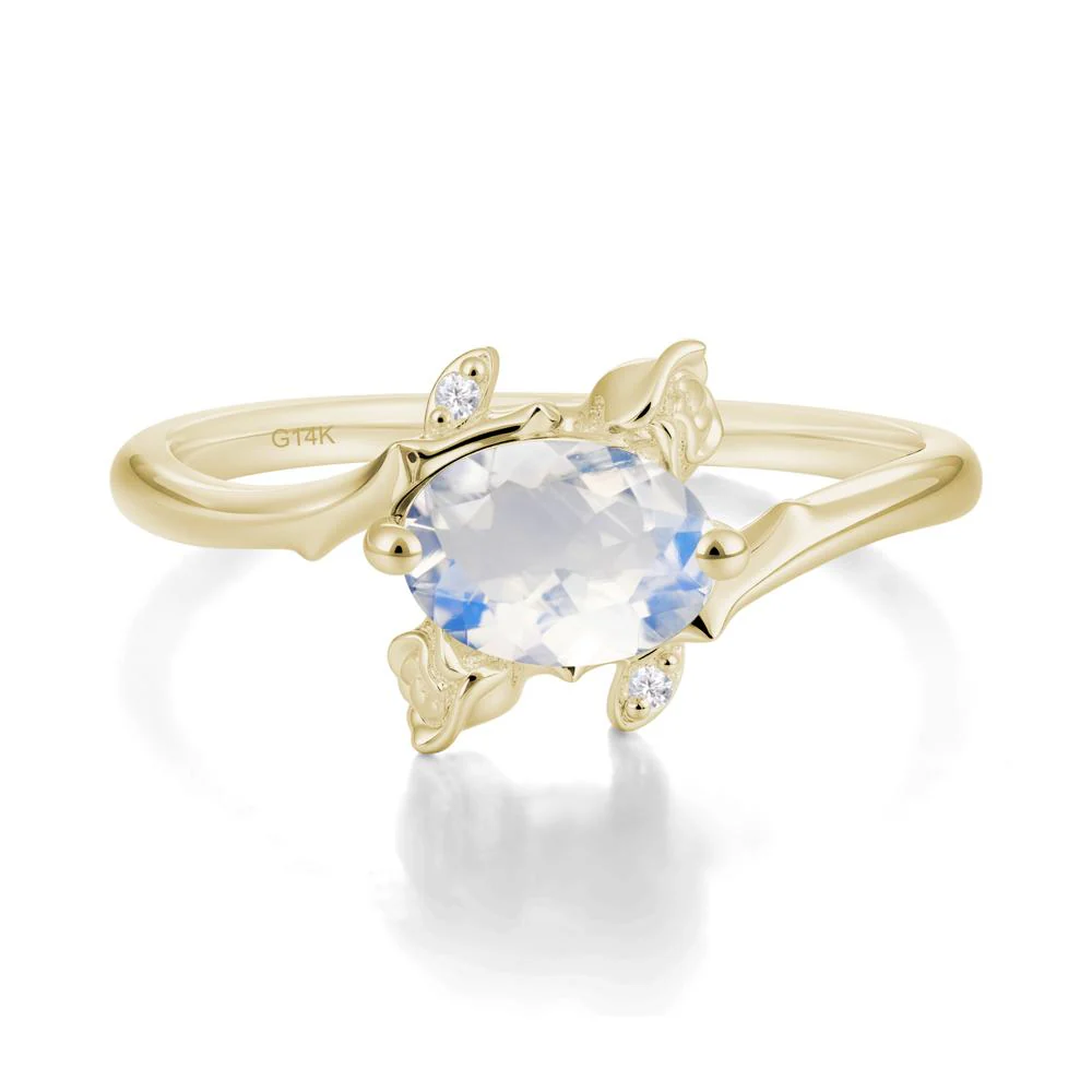 Floral Oval Cut Moonstone Engagement Ring - Image 7