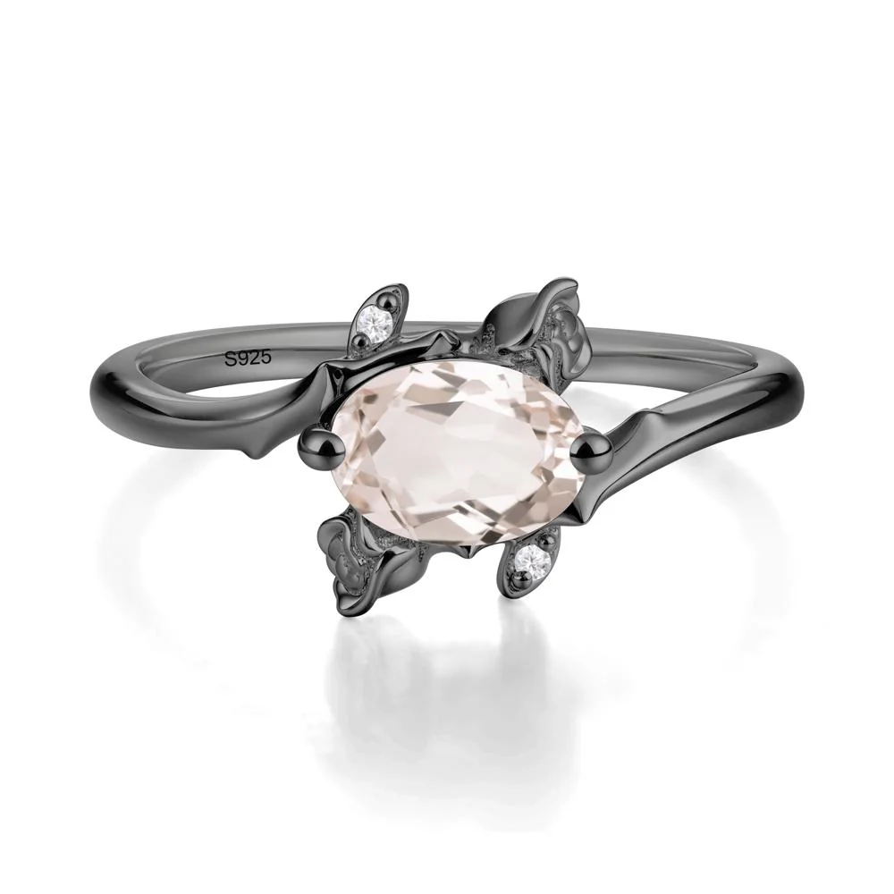 Floral Oval Cut Morganite Engagement Ring - Image 2