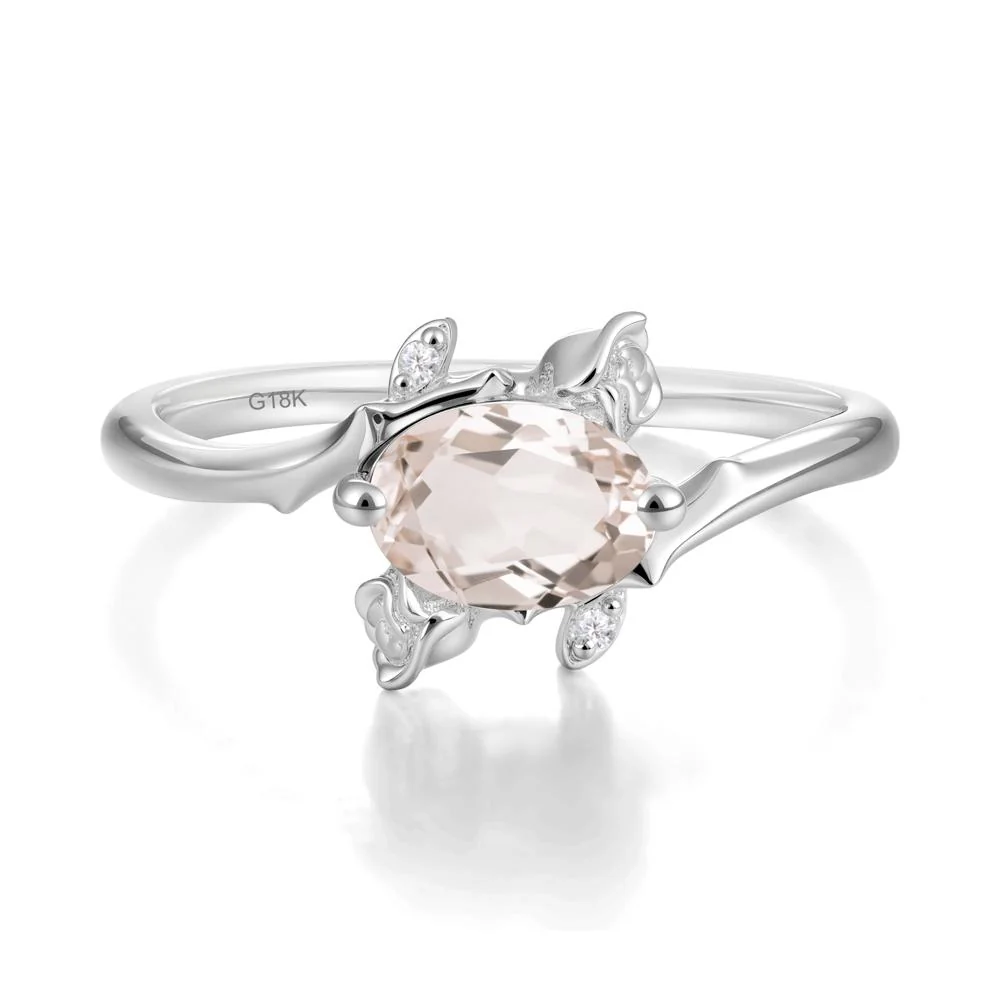 Floral Oval Cut Morganite Engagement Ring - Image 6