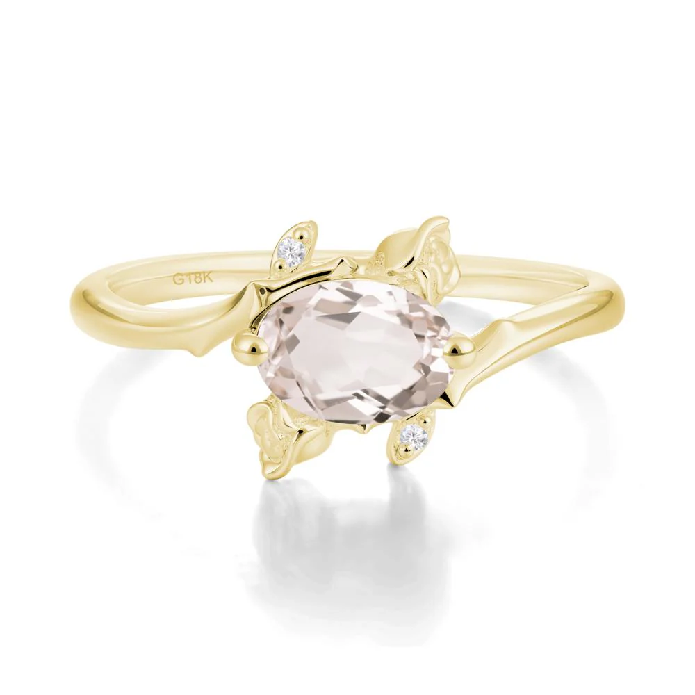 Floral Oval Cut Morganite Engagement Ring - Image 8