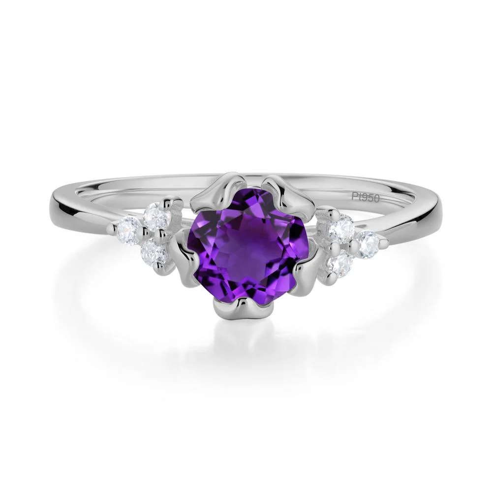 Floral Round Amethyst Ring - Image 3