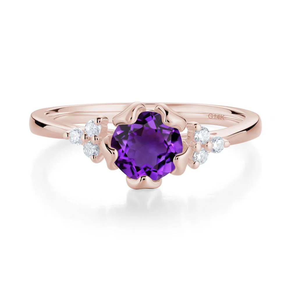 Floral Round Amethyst Ring - Image 4