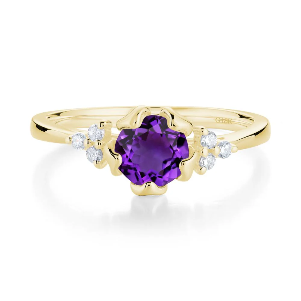 Floral Round Amethyst Ring - Image 7