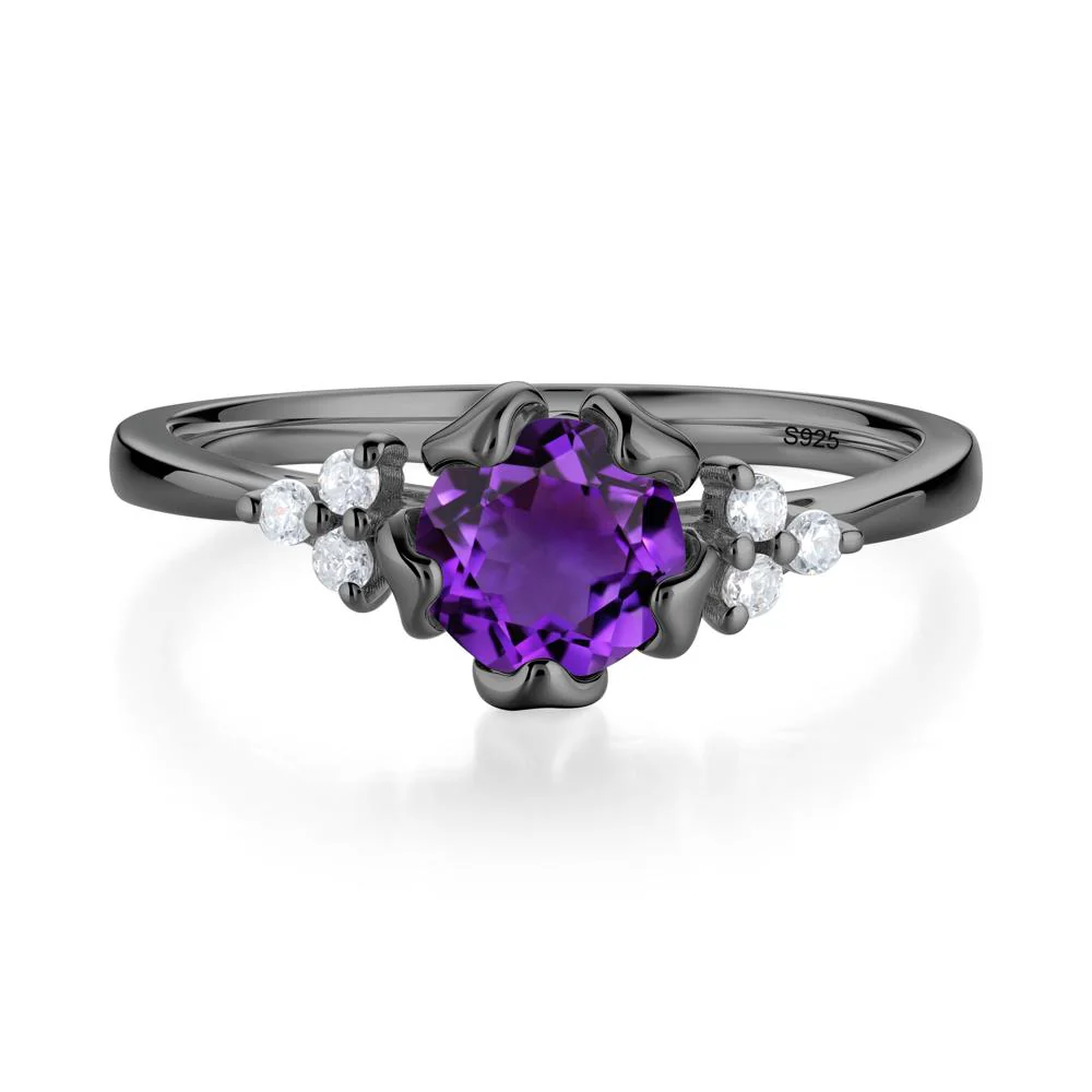 Floral Round Amethyst Ring - Image 9