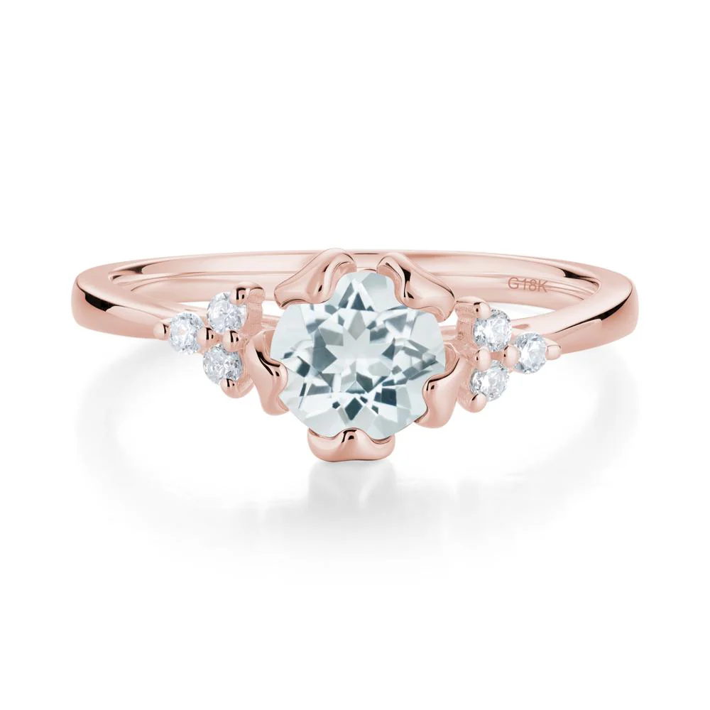 Floral Round Aquamarine Ring - Image 4