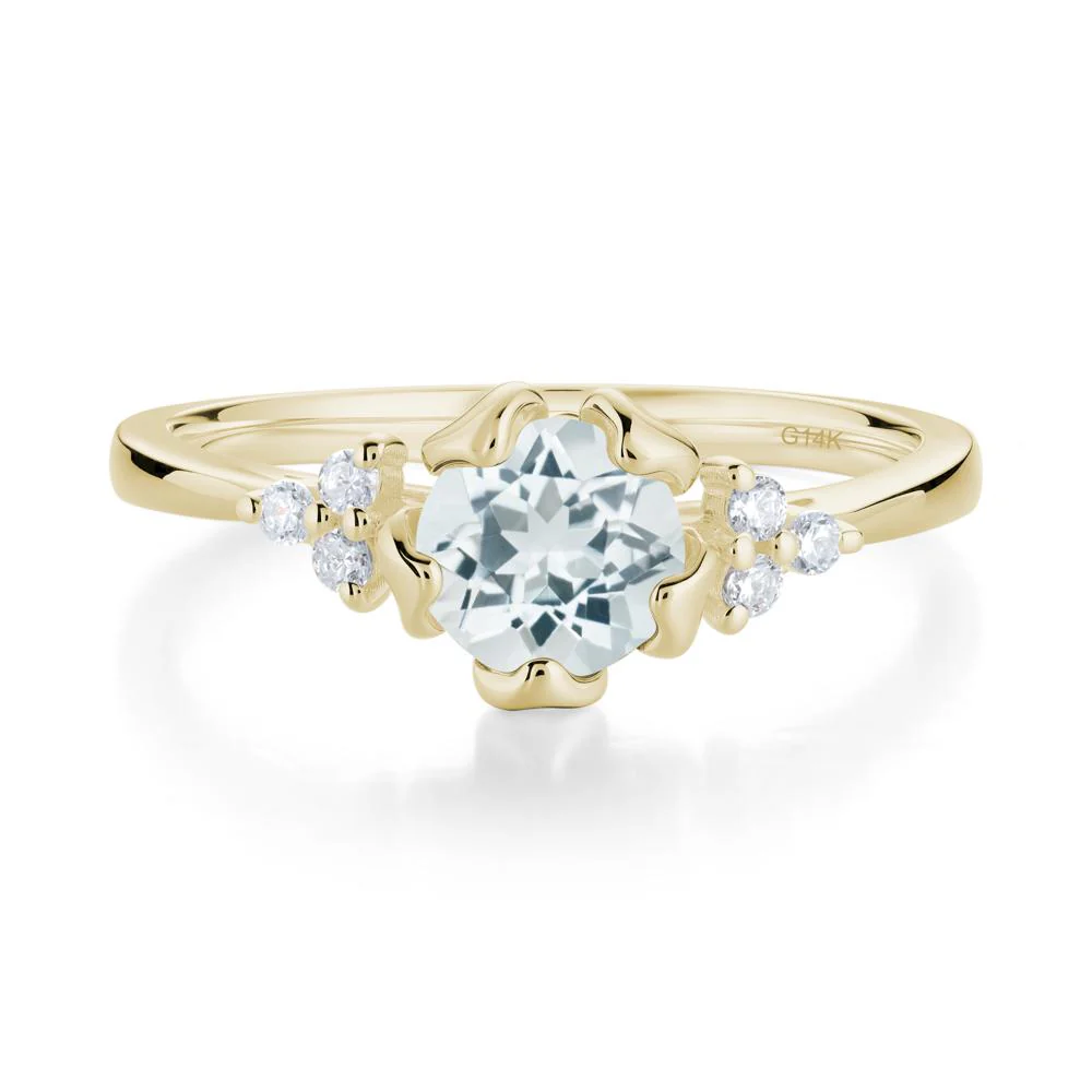 Floral Round Aquamarine Ring - Image 6