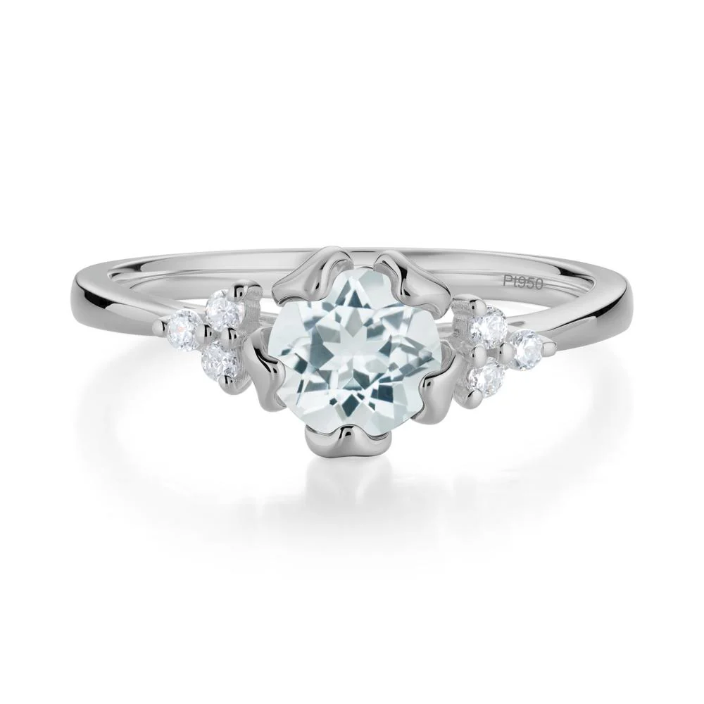 Floral Round Aquamarine Ring - Image 7