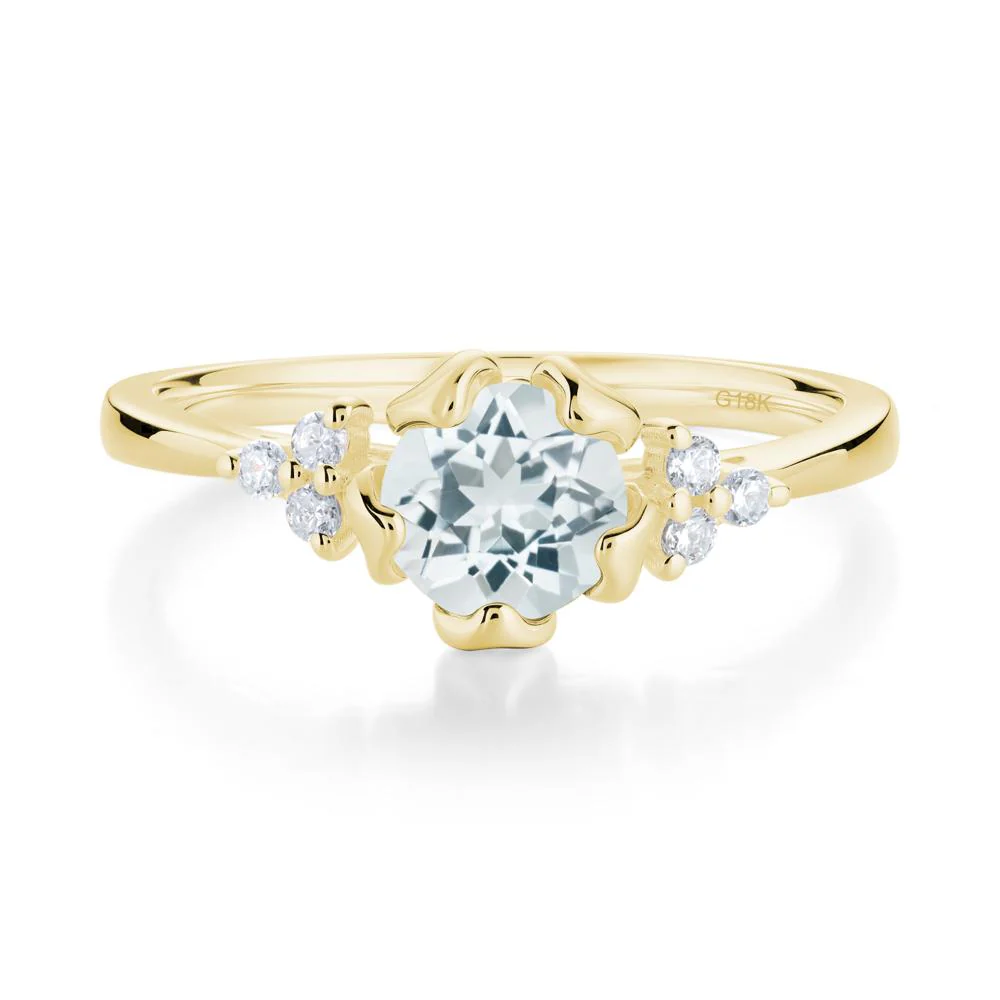 Floral Round Aquamarine Ring - Image 8