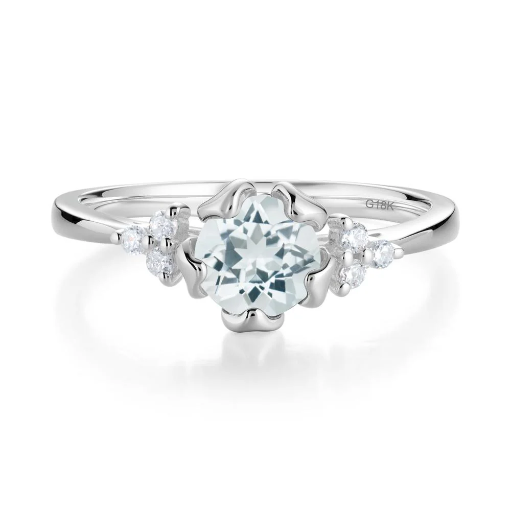 Floral Round Aquamarine Ring - Image 9