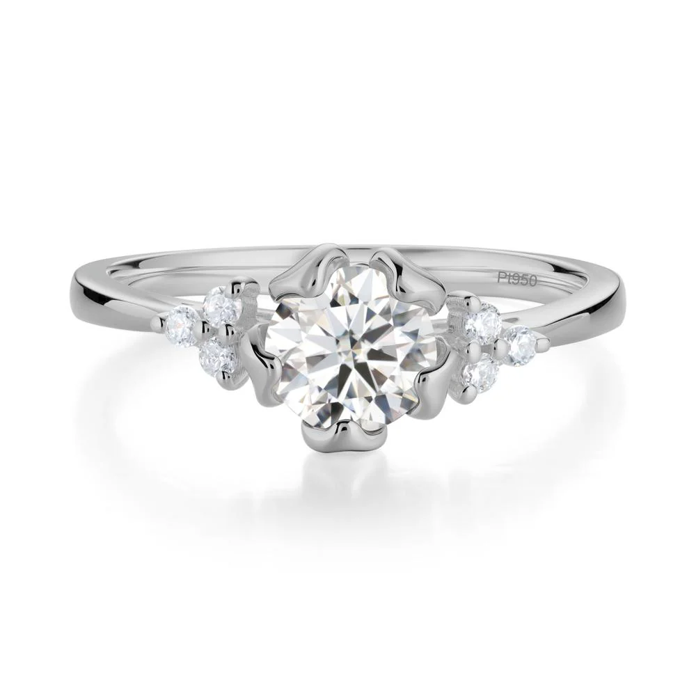Floral Round Moissanite Ring