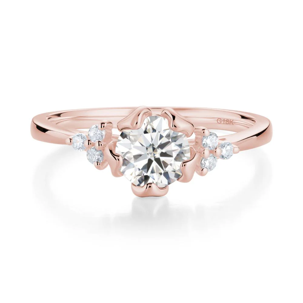 Floral Round Moissanite Ring - Image 6