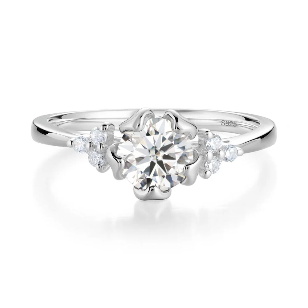 Floral Round Moissanite Ring - Image 8