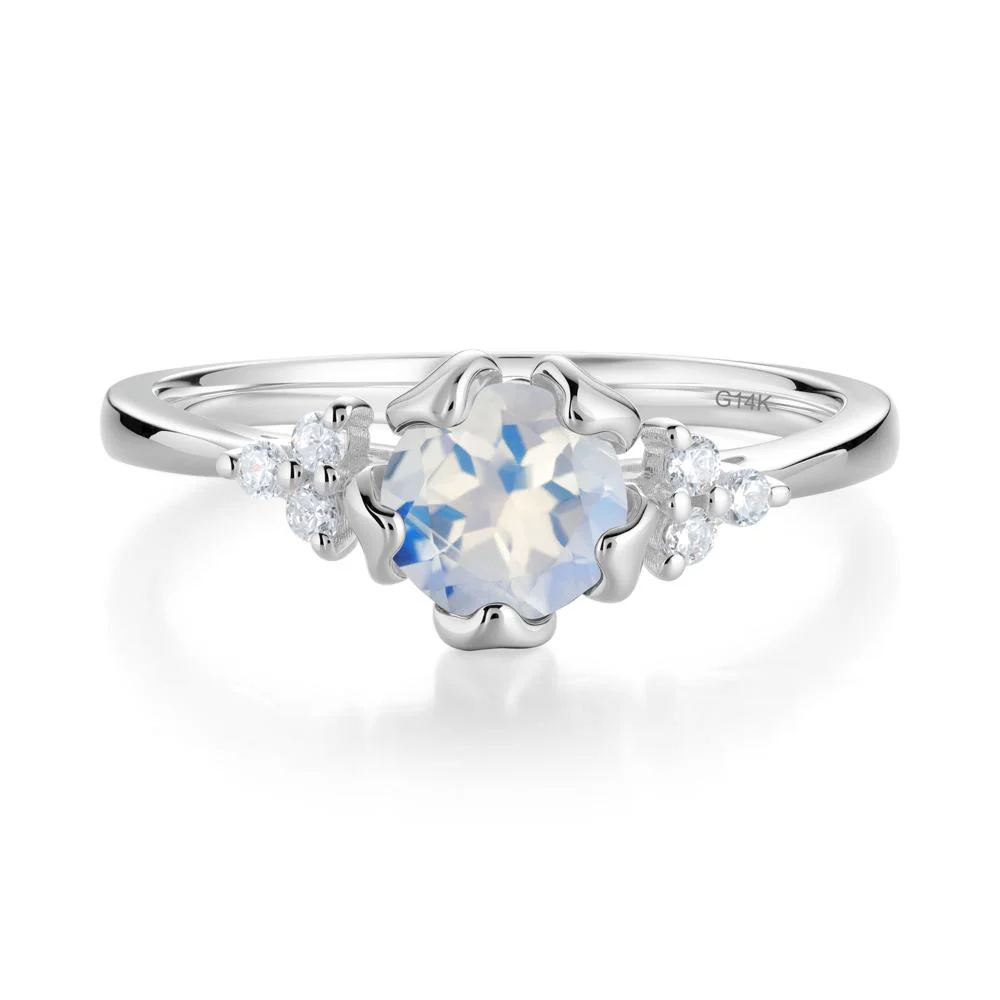 Floral Round Moonstone Ring - Image 5