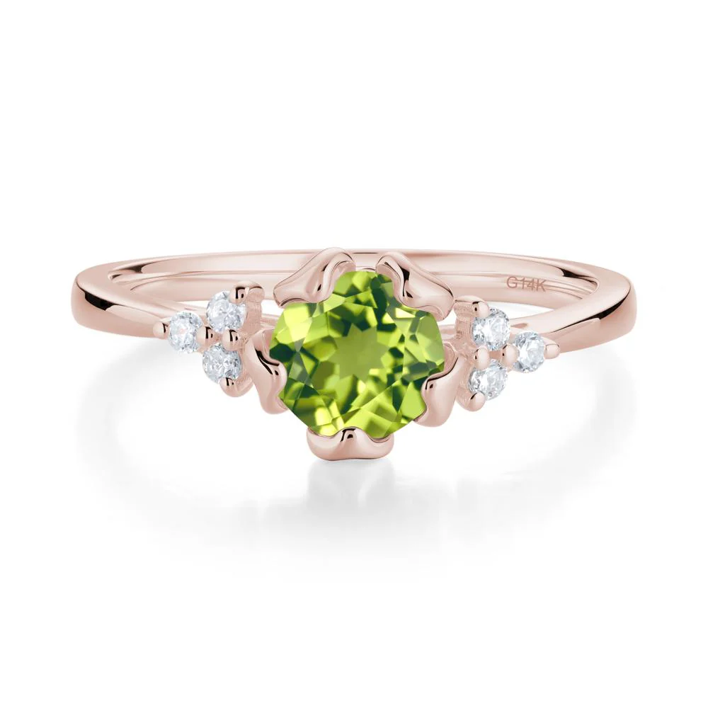 Floral Round Peridot Ring - Image 7