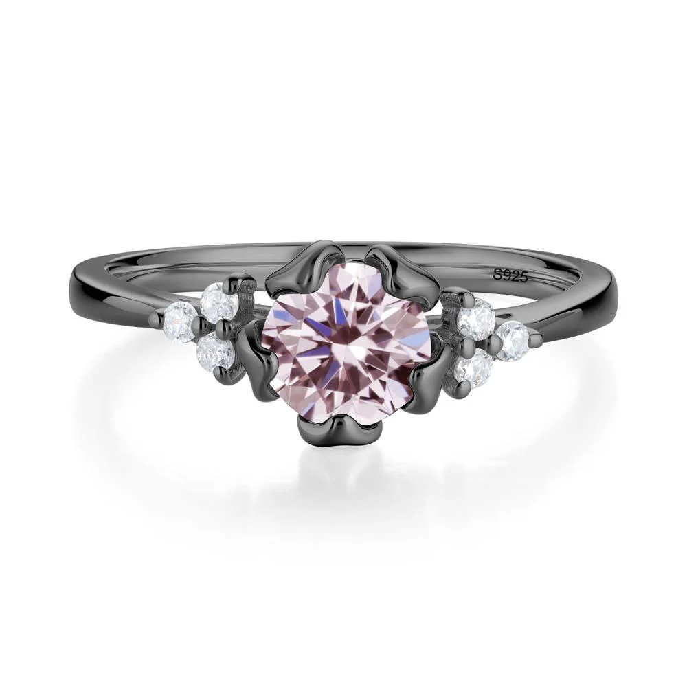 Floral Round Pink Cubic Zirconia Ring