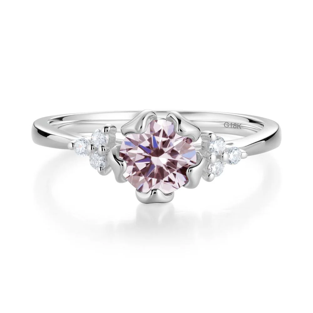 Floral Round Pink Cubic Zirconia Ring - Image 5