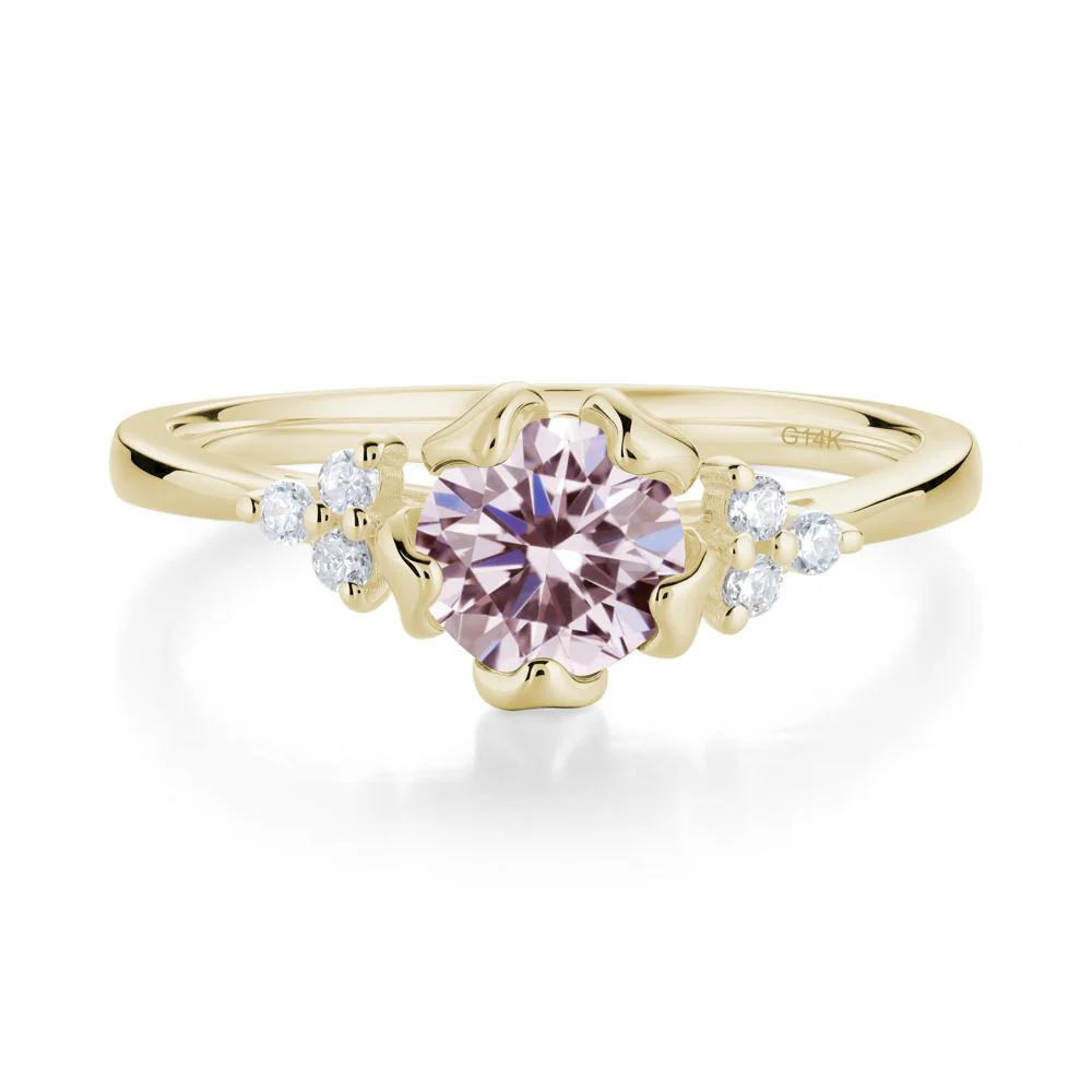 Floral Round Pink Cubic Zirconia Ring - Image 6