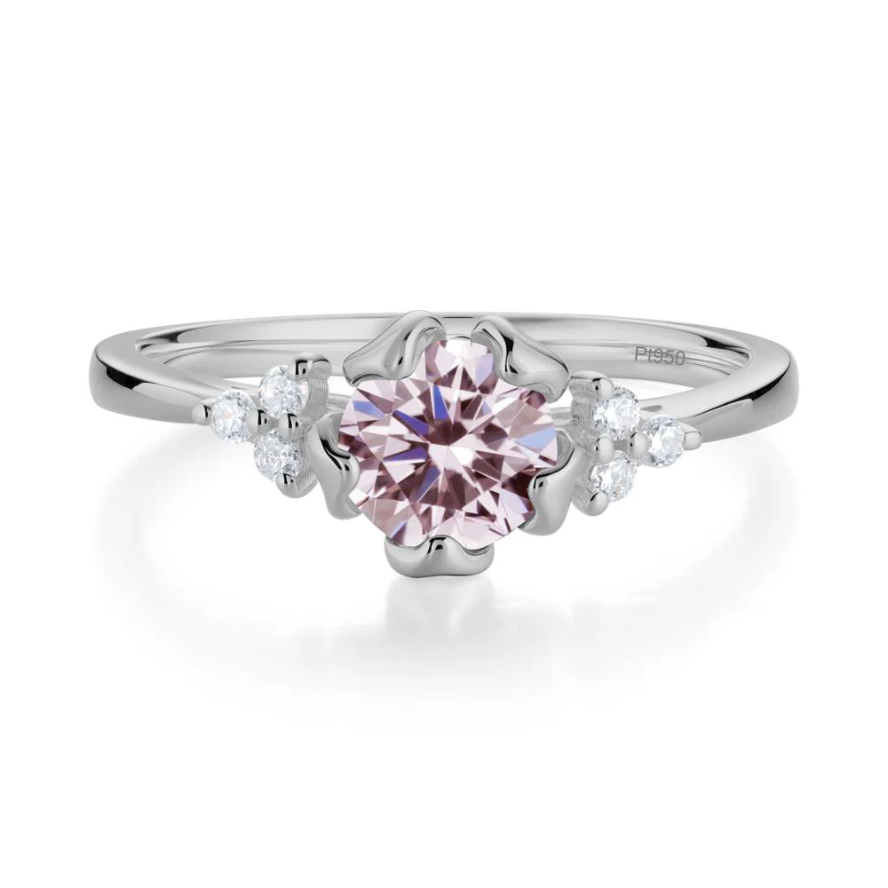 Floral Round Pink Cubic Zirconia Ring - Image 7