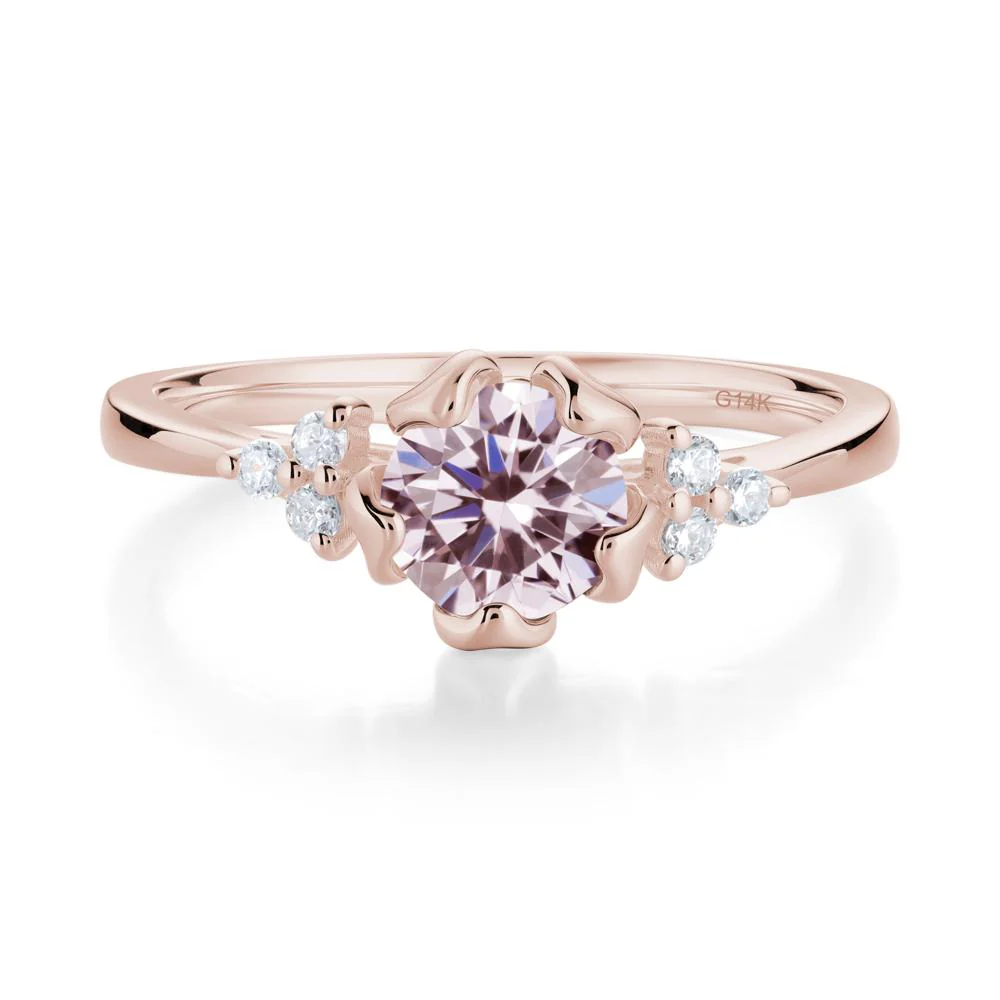 Floral Round Pink Cubic Zirconia Ring - Image 8