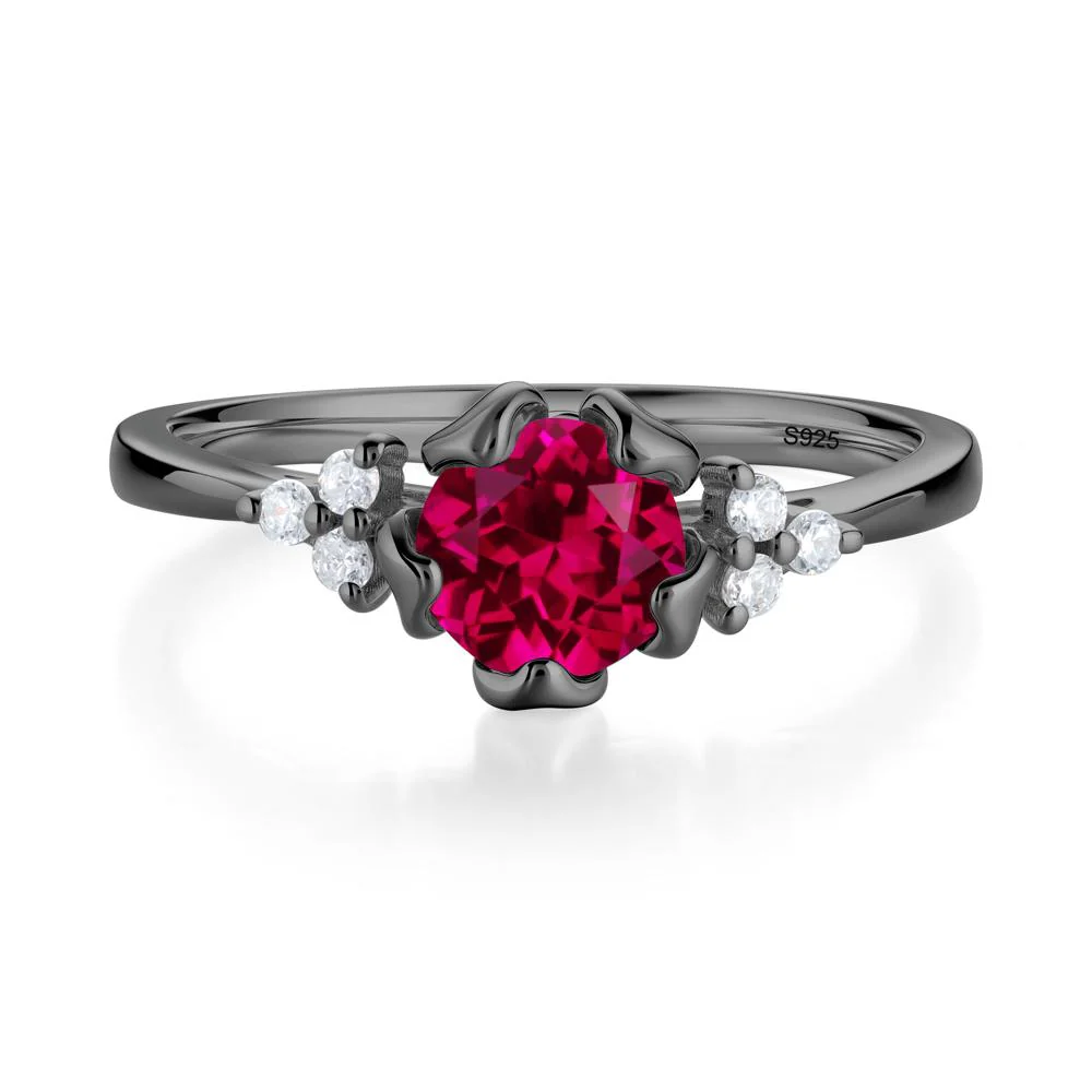 Floral Round Ruby Ring - Image 6