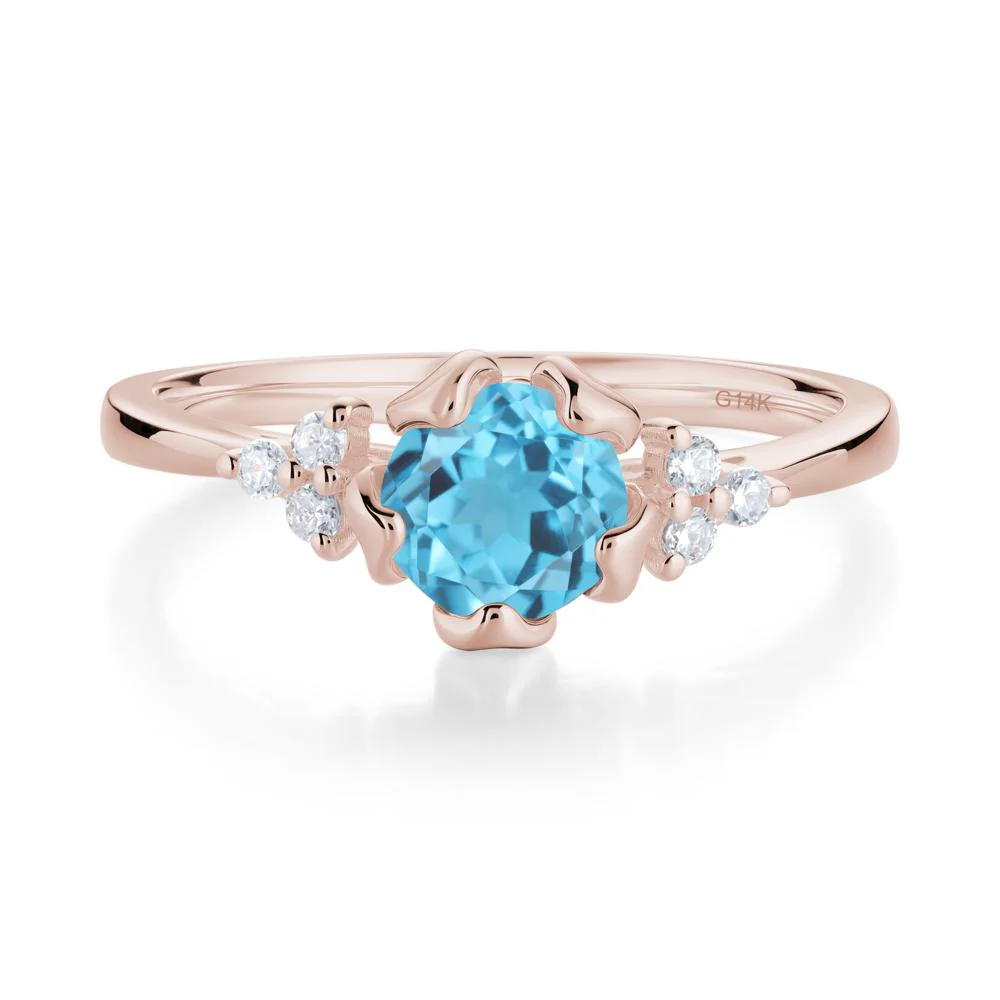 Floral Swiss Blue Topaz Cluster Ring