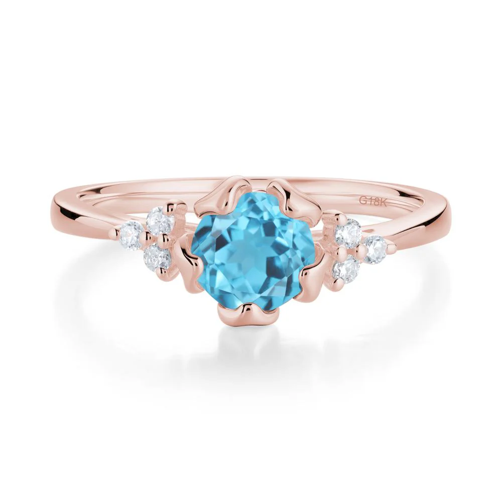 Floral Swiss Blue Topaz Cluster Ring - Image 3