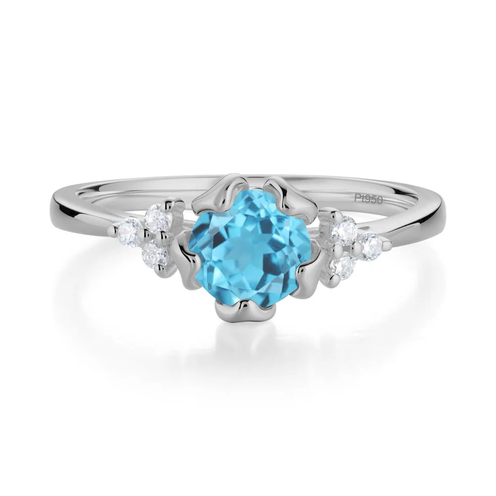 Floral Swiss Blue Topaz Cluster Ring - Image 4