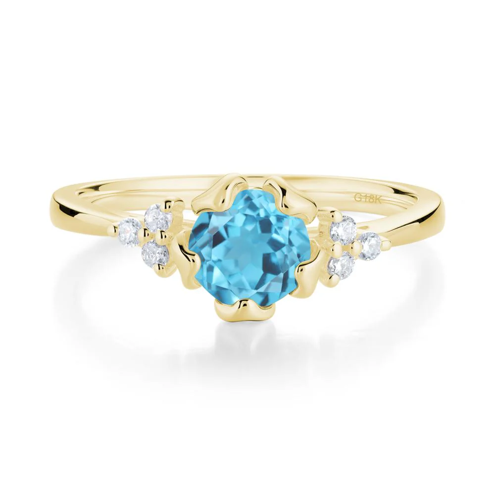 Floral Swiss Blue Topaz Cluster Ring - Image 5