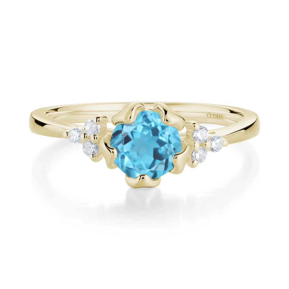 Floral Swiss Blue Topaz Cluster Ring - Image 6