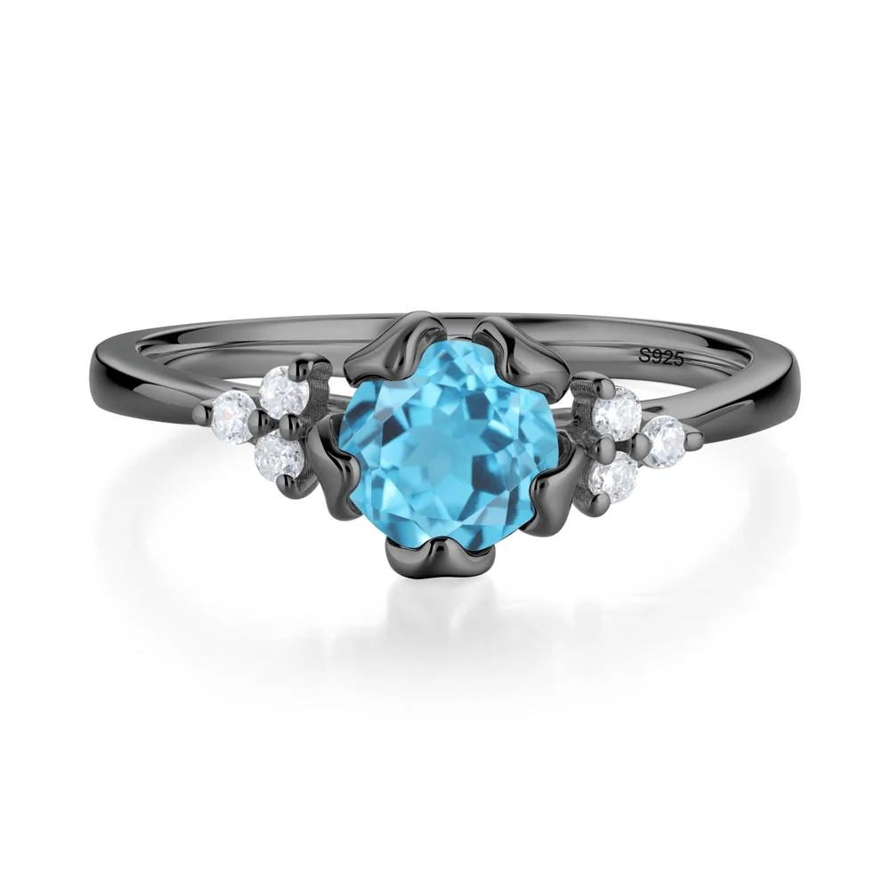 Floral Swiss Blue Topaz Cluster Ring - Image 9
