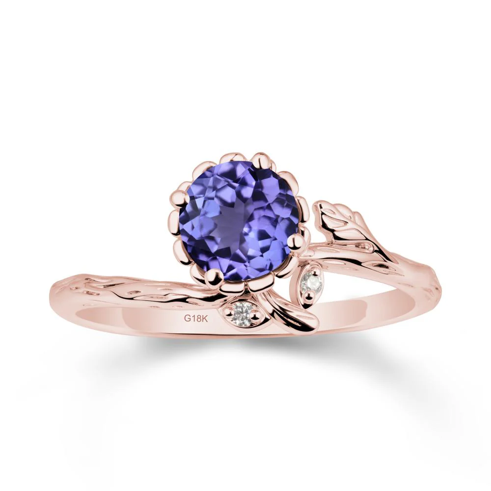 Floral Tanzanite Ring with Leaf - Image 4