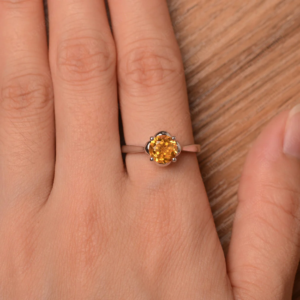 Flower Citrine Solitaire Engagement Ring - Image 4