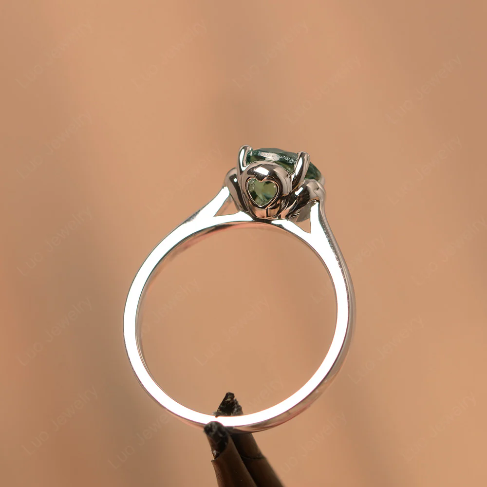 Green Sapphire Floral Solitaire Engagement Ring - Image 3