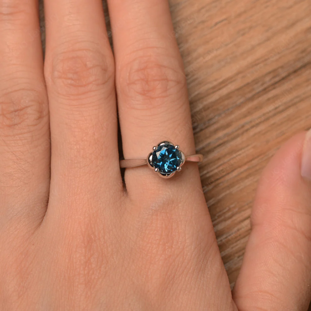 Flower London Blue Topaz Solitaire Engagement Ring - Image 4