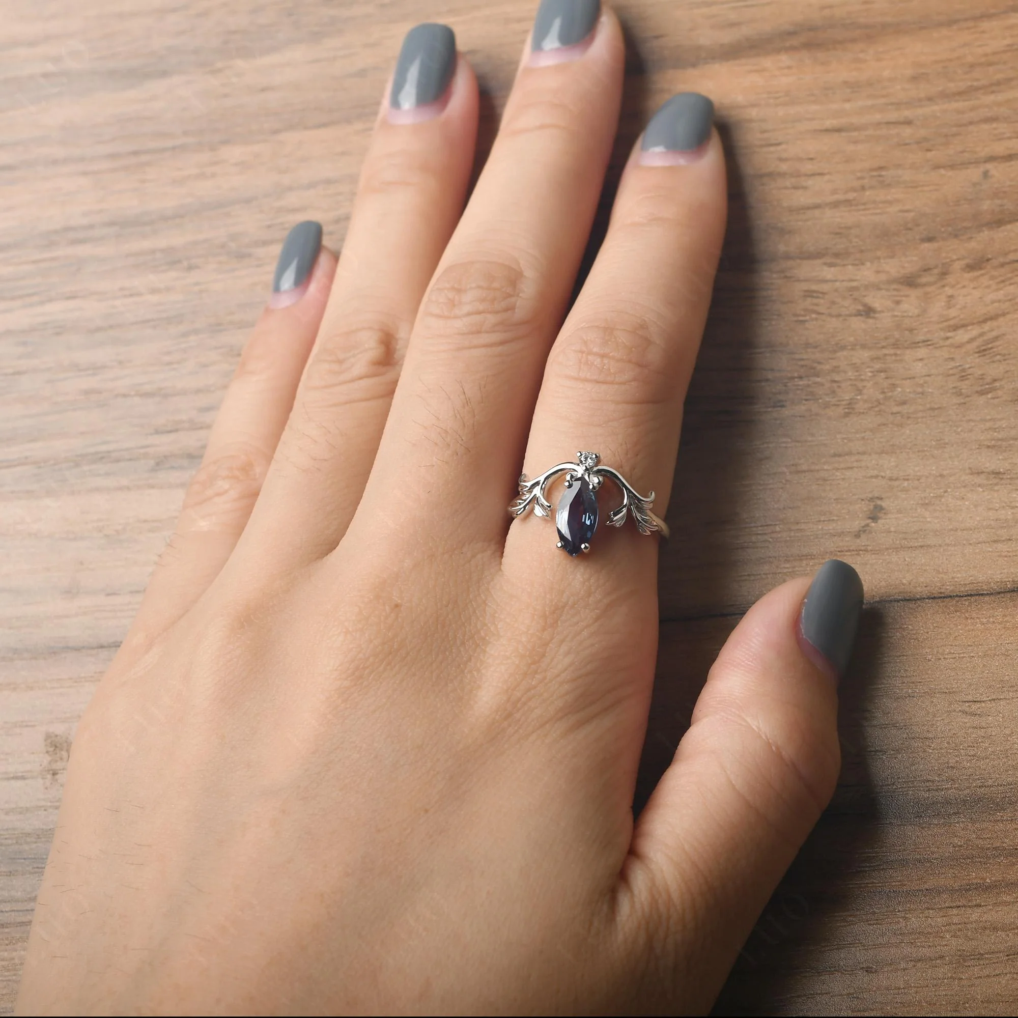 Alexandrite Marquise Cut Engagement Ring - Image 14