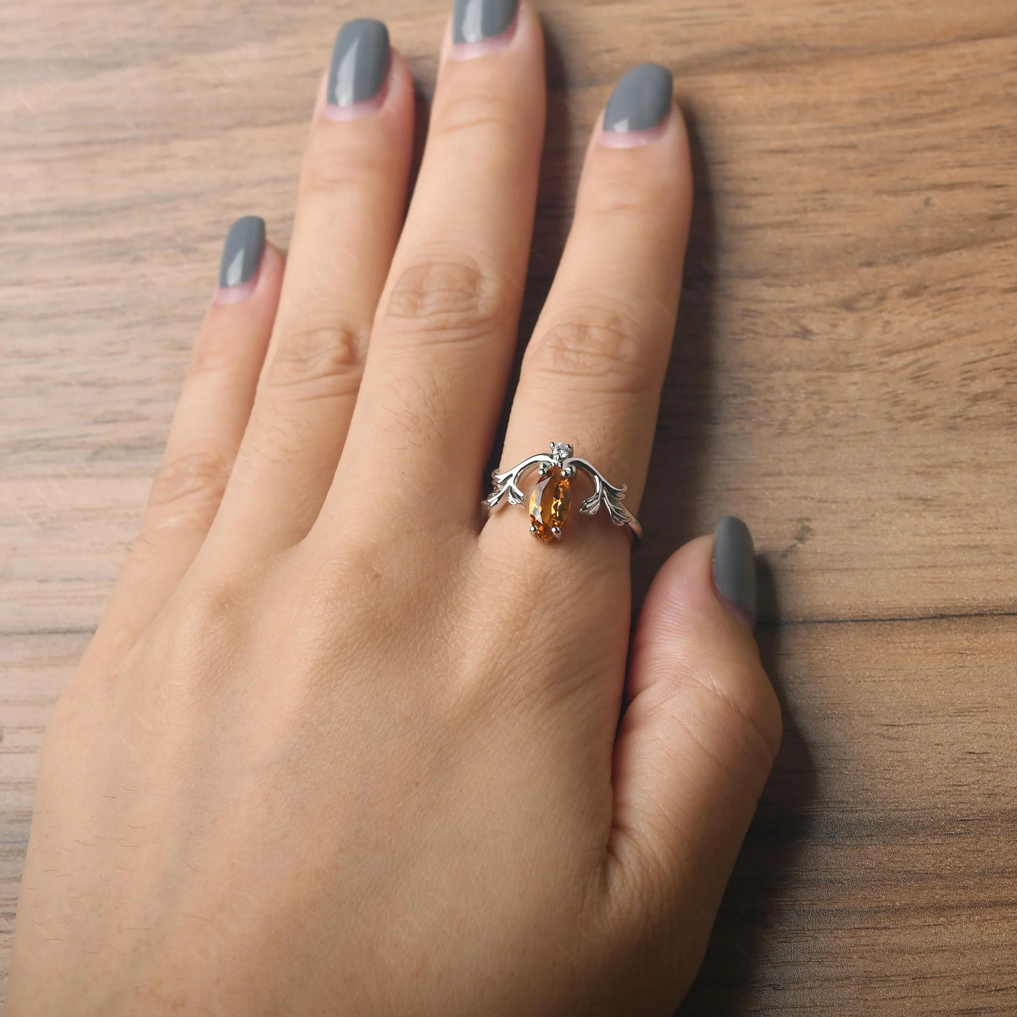 Citrine Marquise Cut Engagement Ring - Image 14