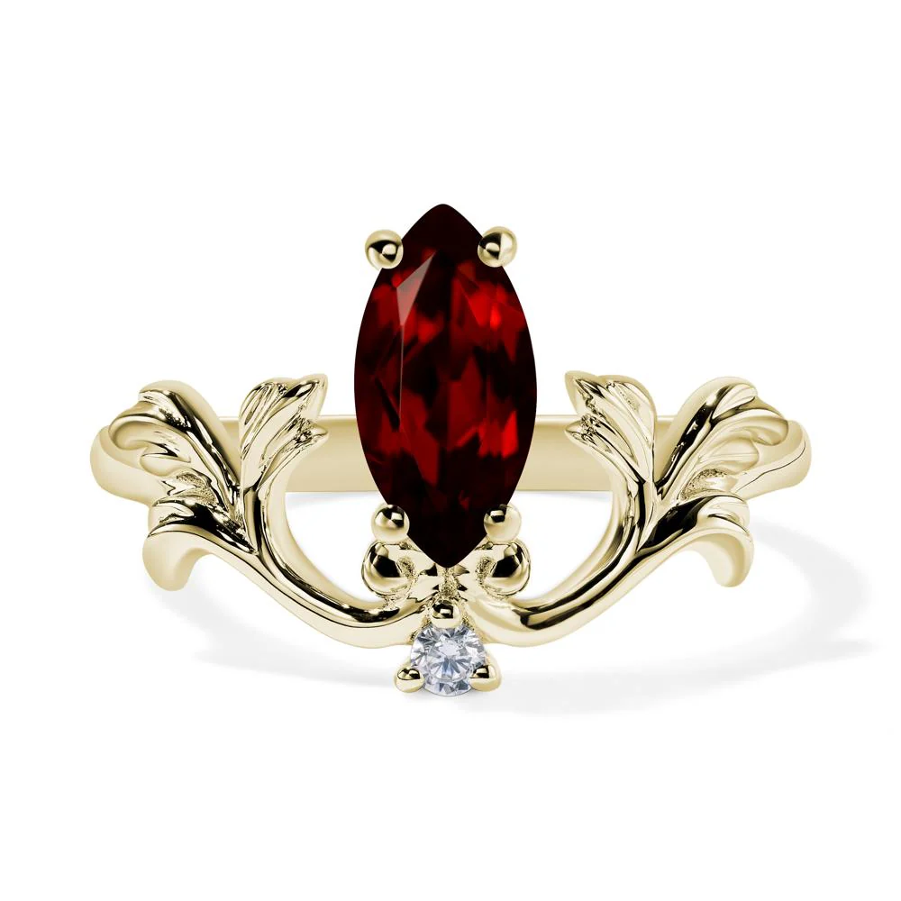 Marquise Cut Garnet Leaf Ring - Image 4